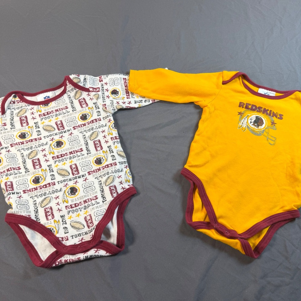 NFL Team Apparel Washington Redskins Baby Bodysuit Set 12 Months Gold White 2pk